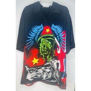 Dragonfly Clothing Co Mens 2XL XXL Black Shirt Unique Skull Motorcycle British